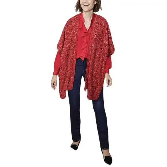 Chicos Ruffle Front Button Up Blouse Womens Size XL/16 Red NWT $79 - Picture 4 of 4